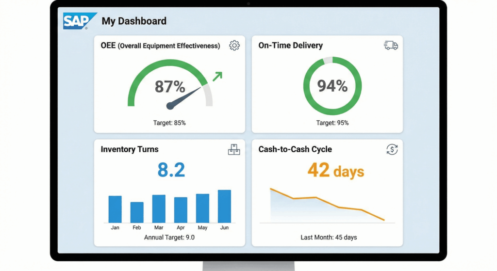 Live KPI Dashboard Mockup for Digital Transformation with SAP