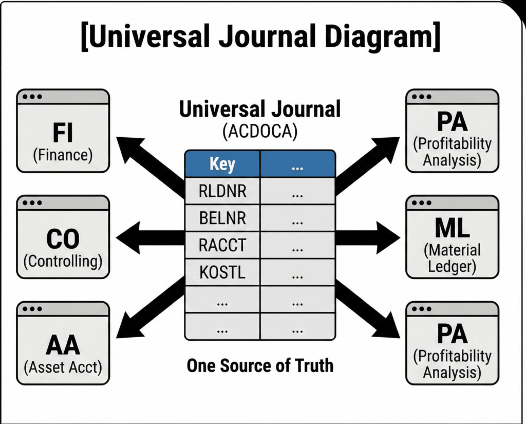 SAP S4HANA Universal Journal Diagram