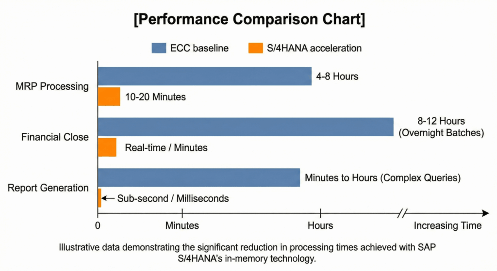 Performance Comparison Chart for ECC and S4HANA